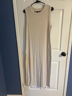Universal Thread Sleeveless Ribbed Midi Dress in Light Beige